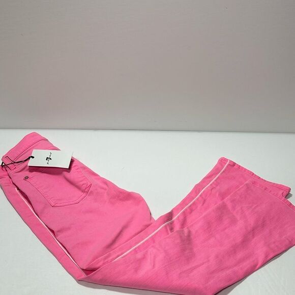7 For All Mankind Pink High Waist Slim Kick Jeans 24 - Picture 2 of 8
